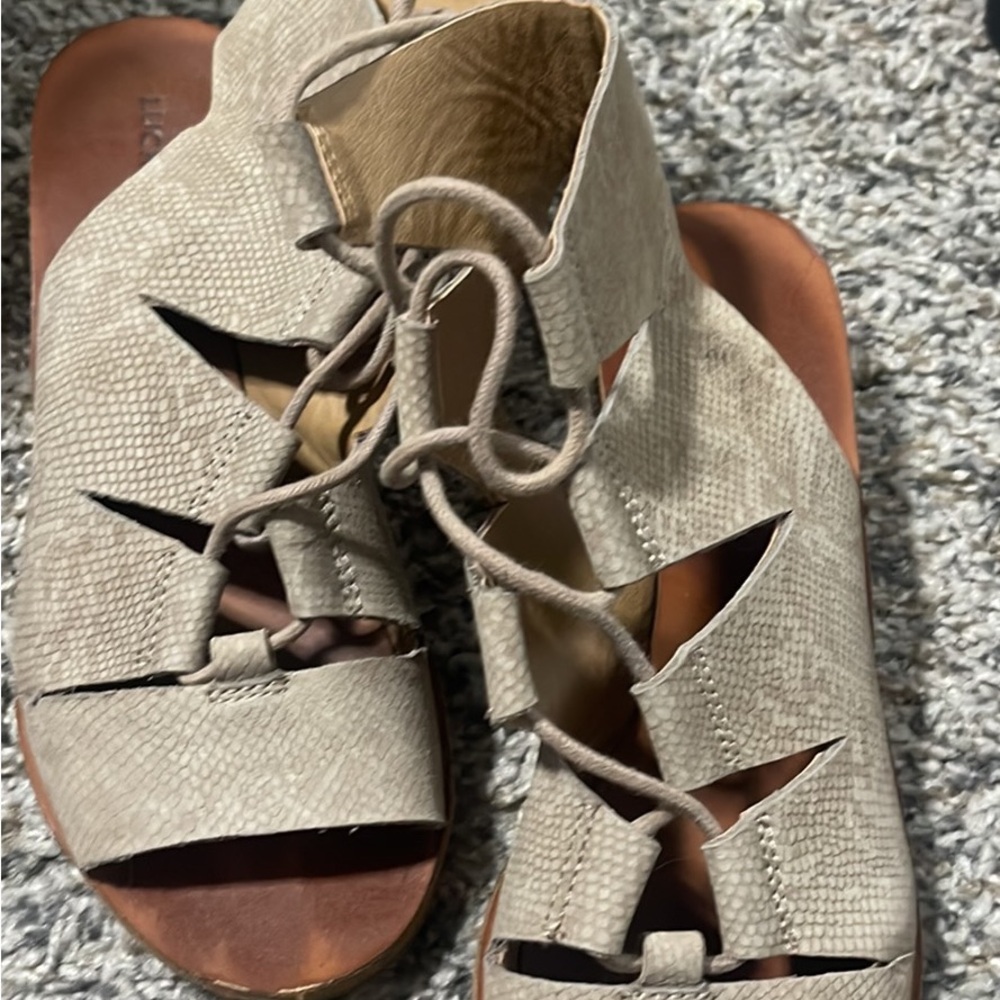 Women's Gray Lace-Up Sandals